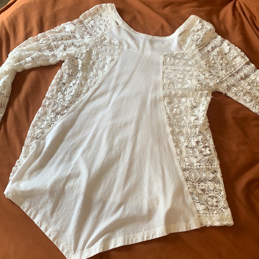 White Lace Sleeved Top